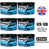 6X Isopon P40 Body Filler 250ml