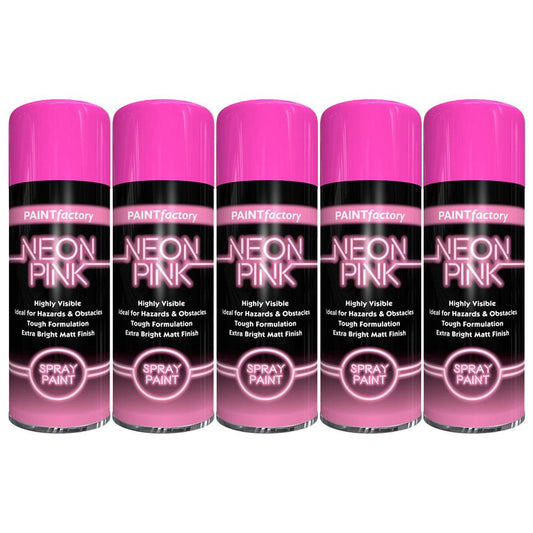 5X Paint Factory Fluorescent Neon Pink Spray Paint 200ml