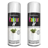 2X Paint Factory Brilliant White Gloss Spray Paint 400ml