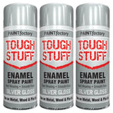 3X Paint Factory Tough Stuff Enamel Silver Gloss 400ml