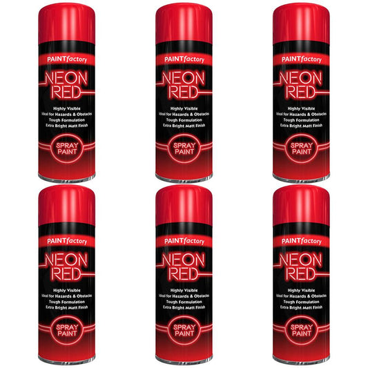 6X Paint Factory Red Fluorescent Neon Spray Paint 200ml