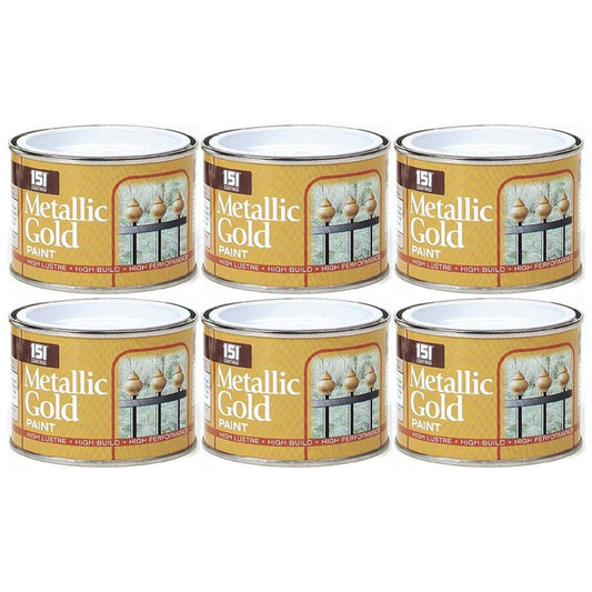 6X Metallic Gold Paint Tin 180ml