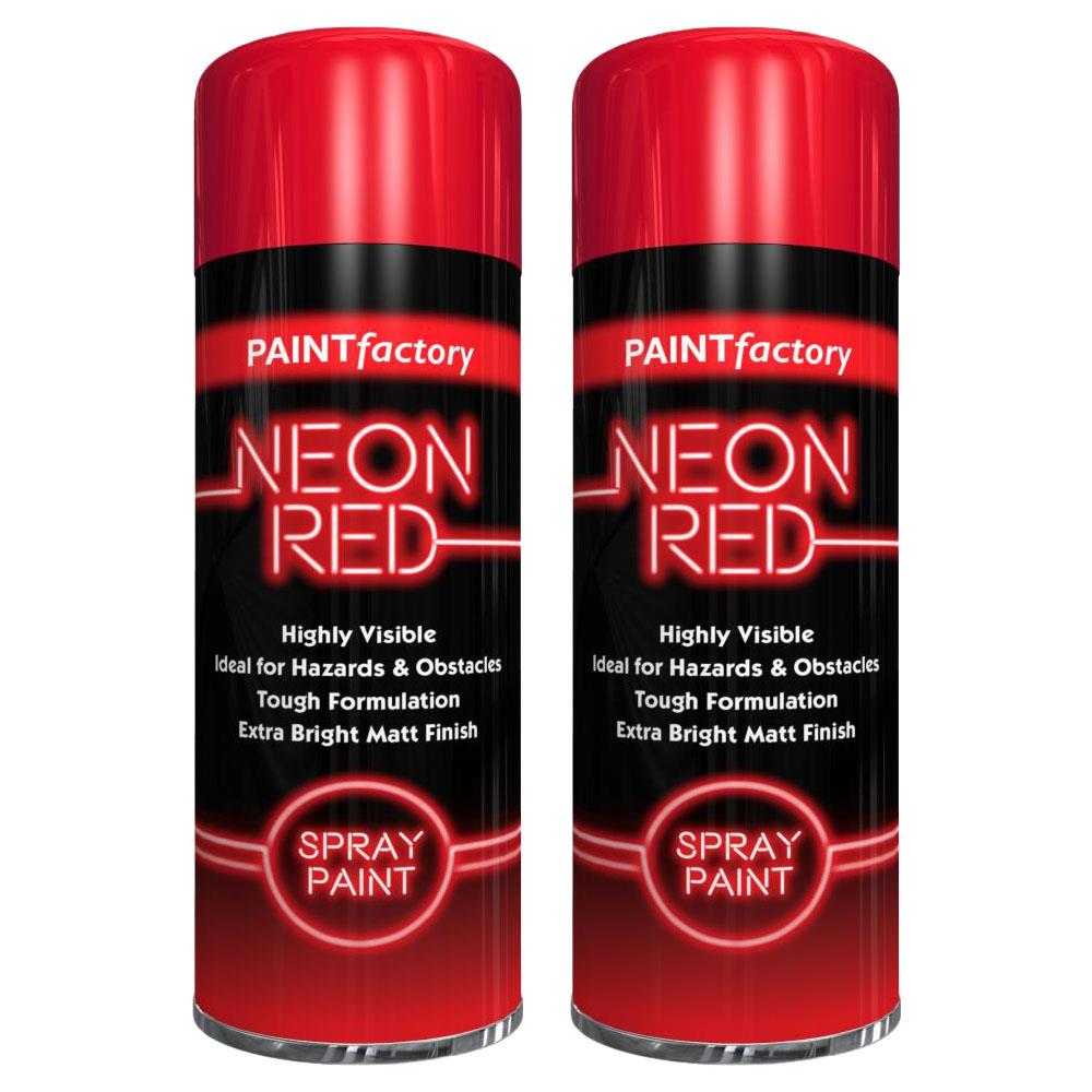 2X Paint Factory Red Fluorescent Neon Spray Paint 200ml