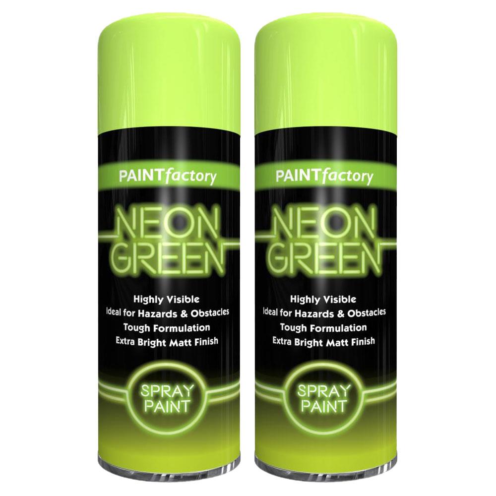 2X Paint Factory Fluorescent Neon Green Spray Paint 200ml