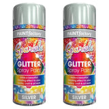 2X Paint Factory Silver Glitter Spray Paint 200ml