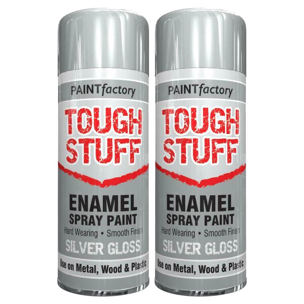 2X Paint Factory Tough Stuff Enamel Silver Gloss 400ml