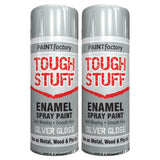 2X Paint Factory Tough Stuff Enamel Silver Gloss 400ml