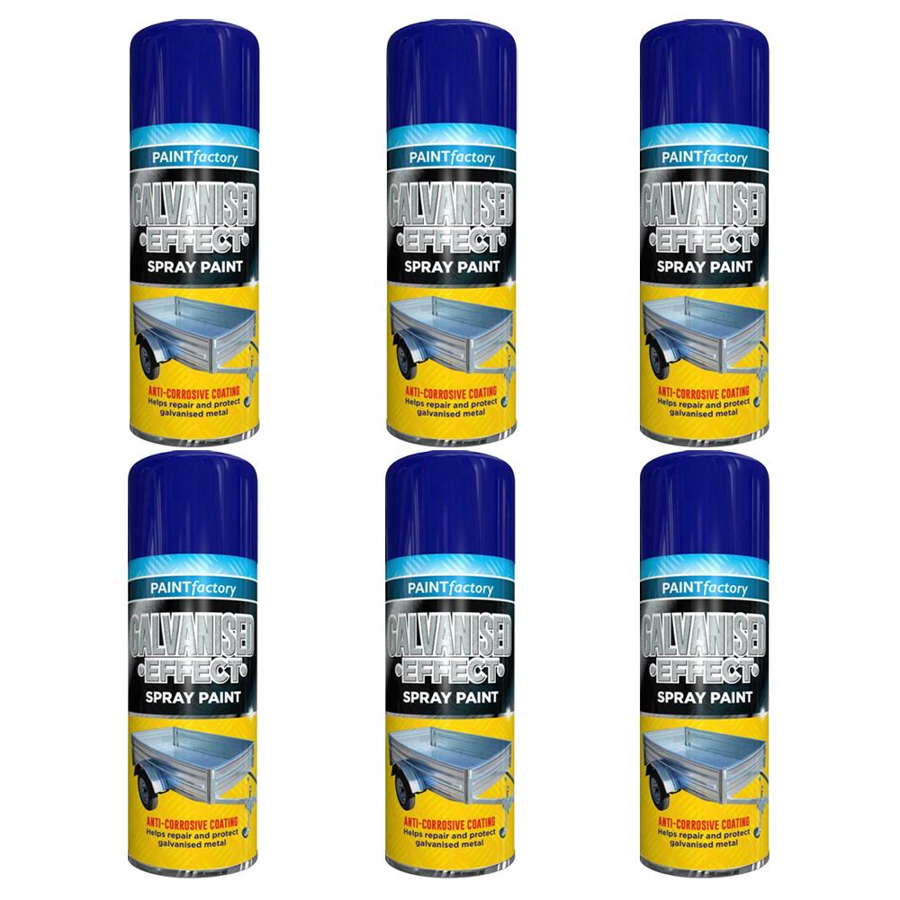 6X Paint Factory Galvanised Effect Spray Paint 400ml