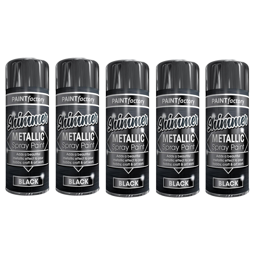 5X Paint Factory All Purpose Black Metallic Spray Paint 200ml