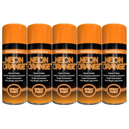 5X Paint Factory Fluorescent Neon Orange Spray Paint 200ml