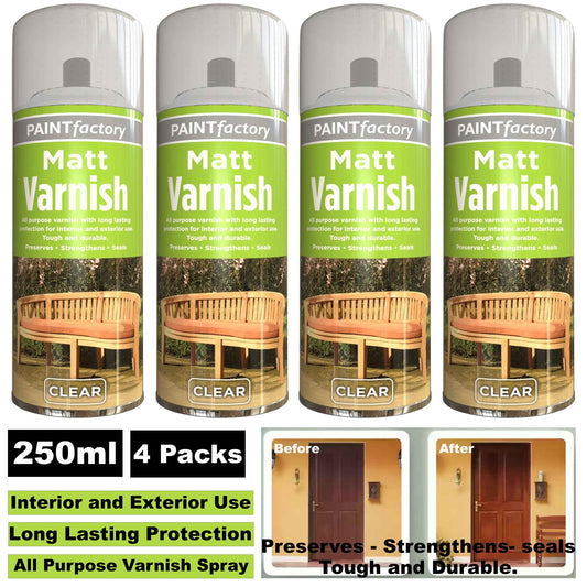 4X Clear Matt Varnish Spray 250ml