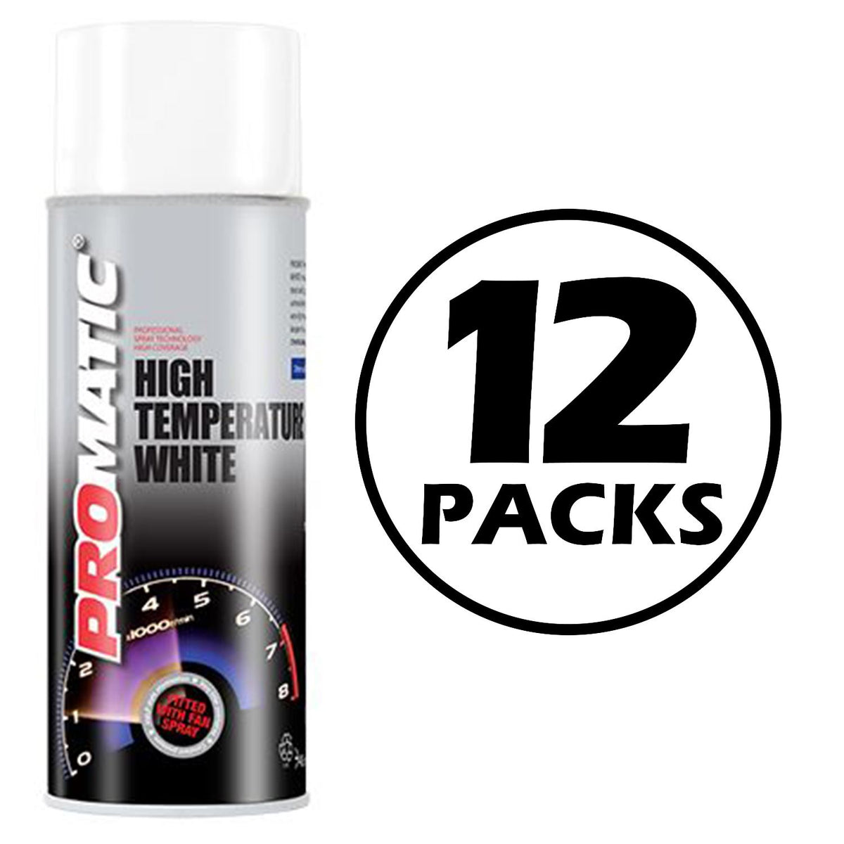 12X Promatic White High Temperature Spray Paint 400ml