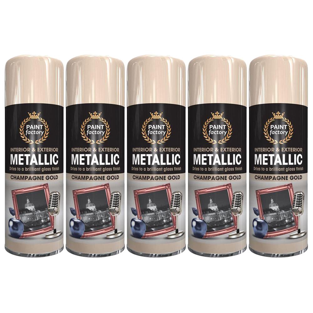 5X Paint Factory Champagne Gold Metallic Spray Paint 400ml