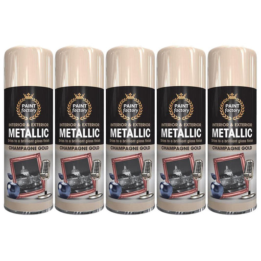 5X Paint Factory Champagne Gold Metallic Spray Paint 400ml