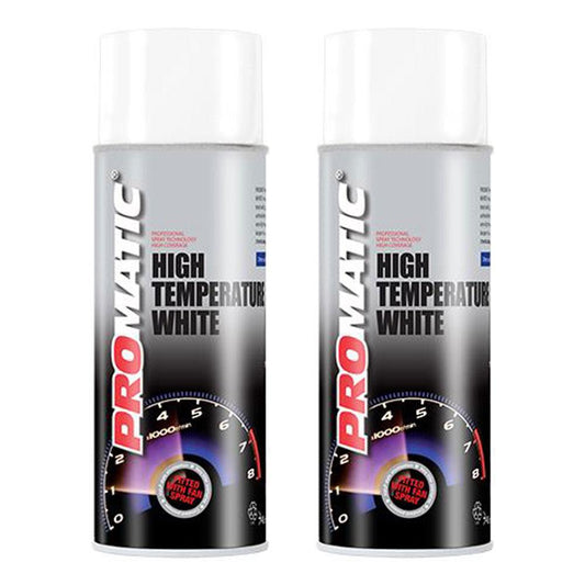 2X Promatic White High Temperature Spray Paint 400ml