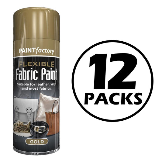 12X Paint Factory Gold Flexible Fabric & Vinyl Spray Paint 200ml