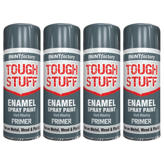 4X Paint Factory Tough Stuff Enamel Grey Primer 400ml