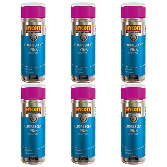 6X Hycote Fluorescent Pink Spray Paint 400ml