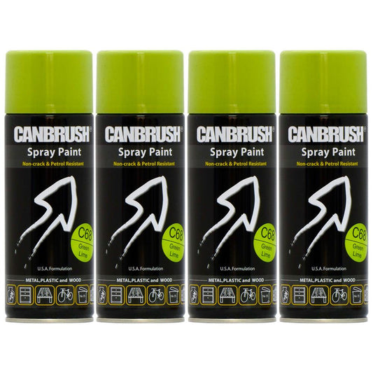 4X Canbrush C68 Green Lime Spray Paint 400ml