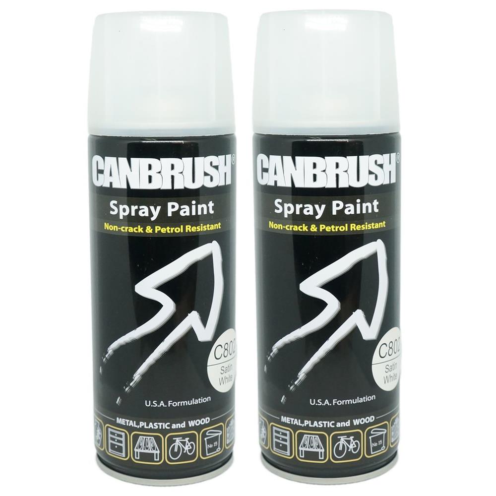 2X Canbrush C802 Satin White Spray Paint 400ml