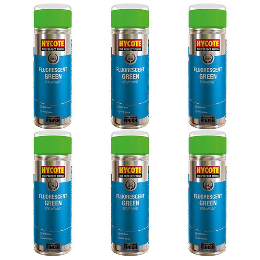 6X Hycote Fluorescent Green Spray Paint 400ml