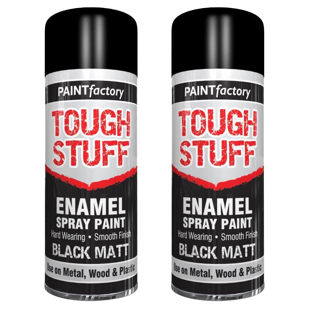 2X Paint Factory Tough Stuff Enamel Black Matt 400ml