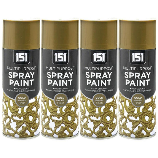 4X All Purpose Gold Metallic Spray Paint 400ml