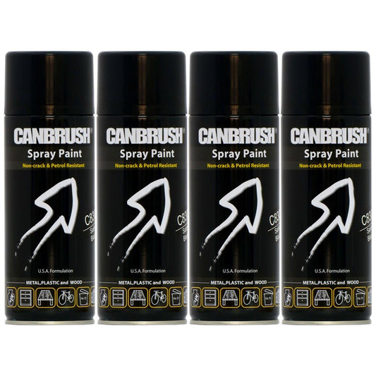 4X Canbrush C830 Satin Black Spray Paint 400ml