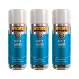 3X Hycote Matt White Spray Paint 400ml