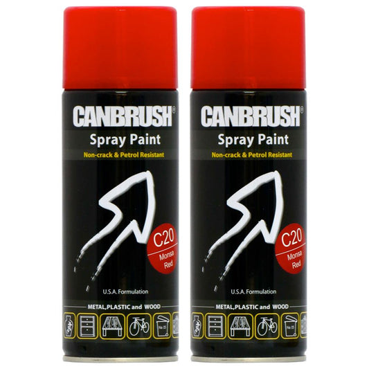 2X Canbrush C20 Monsa Red Spray Paint 400ml