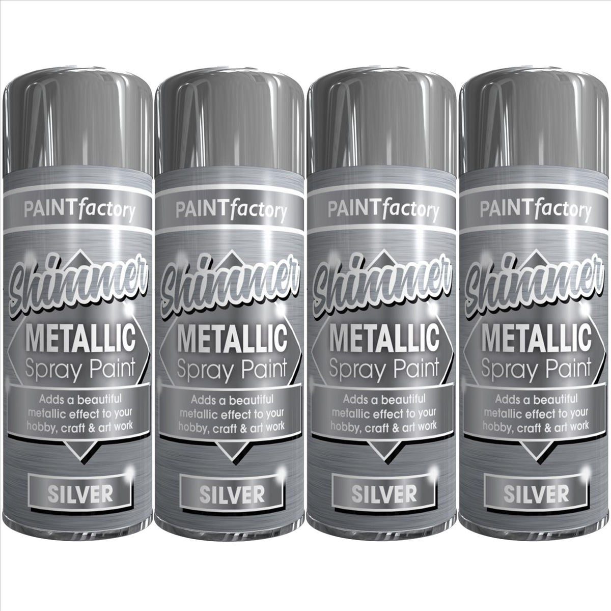 4X Paint Factory Metallic Silver Spray Paint 200ml