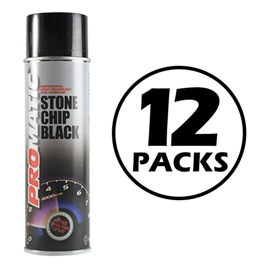 12X Promatic Stonechip Black Spray Paint 500ml