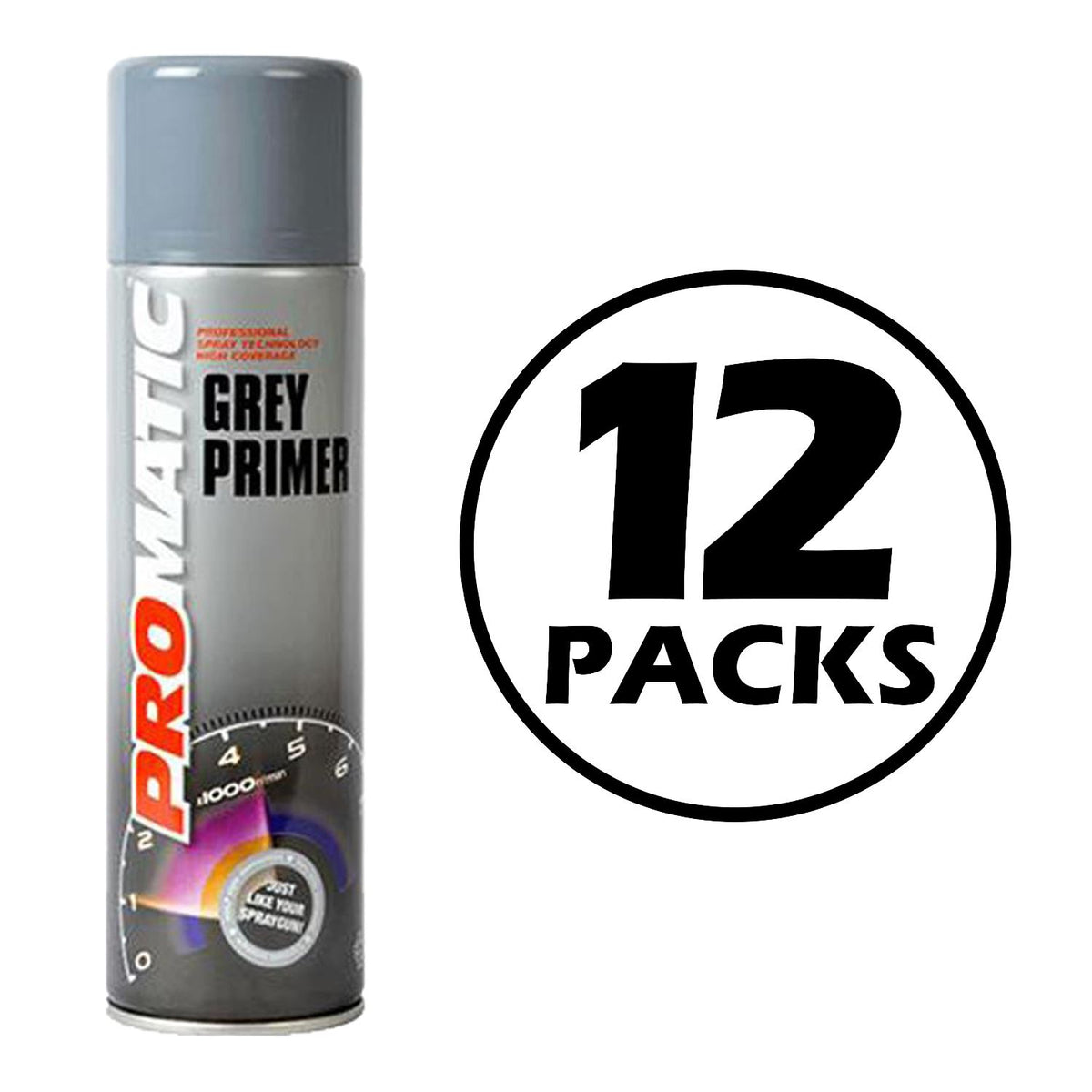 12X Promatic Grey Primer Spray 500ml