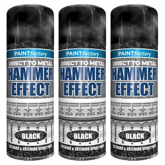 3X Paint Factory Hammered Black Spray Paint 400ml