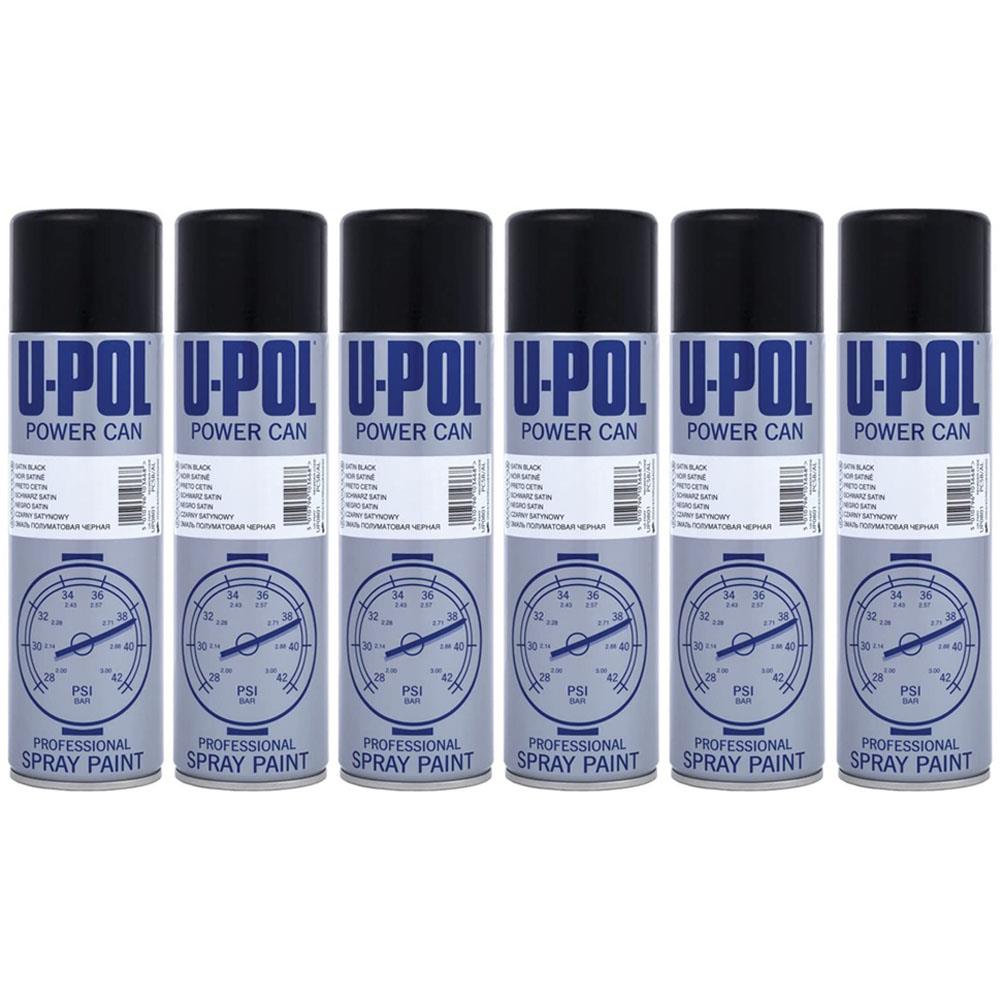 6X Upol Power Can Satin Black Spray Paint 500ml