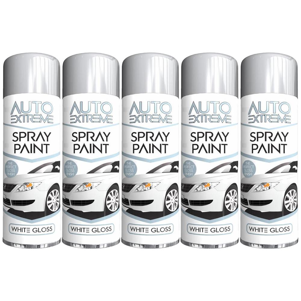 5X Auto Spray White Gloss Spray Paint 250ml