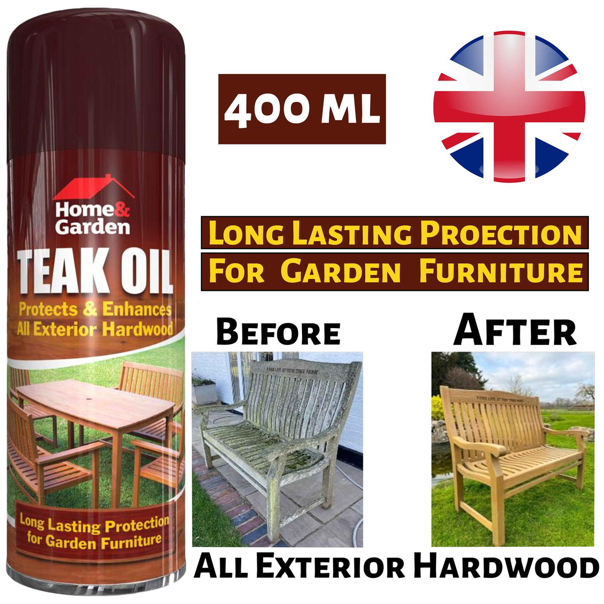 Home & Garden Teak Oil Spray 400ml