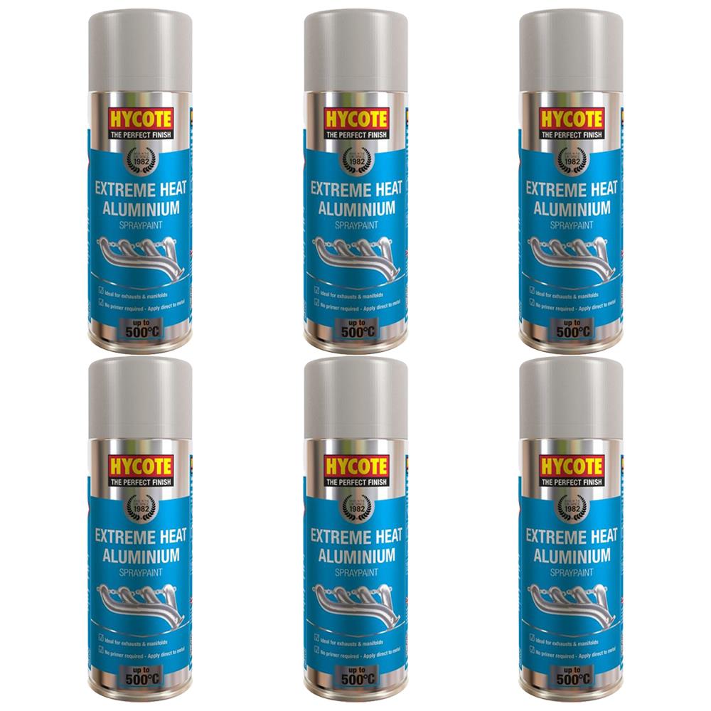 6X Hycote Extreme Heat Aluminium Spray Paint 400ml