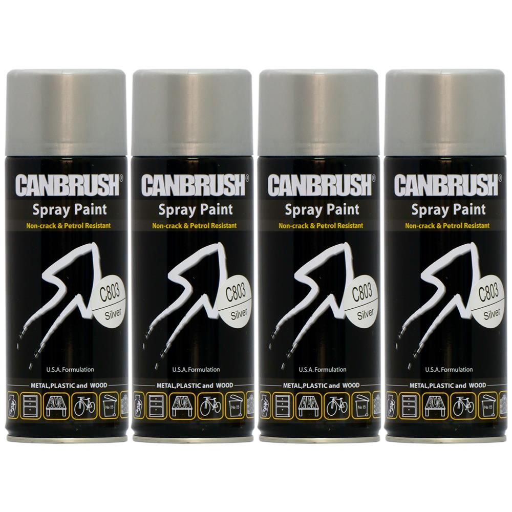 4X Canbrush C803 Silver Spray Paint 400ml