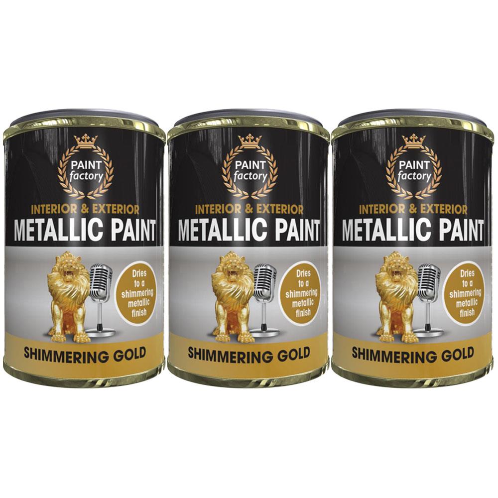 3X Paint Factory Mettalic Gold Paint Tin 300ml