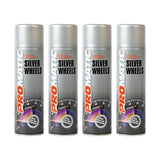 4X Promatic Wheel Silver Spray Paint 500ml