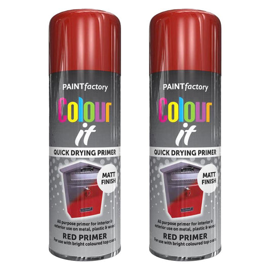 2X Paint Factory Red Primer Spray Paint 400ml