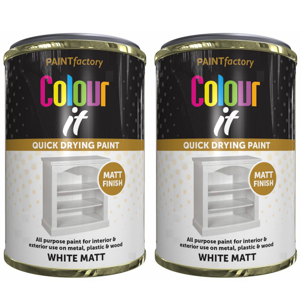 2X Paint Factory White Matt Tin Paint 300ml