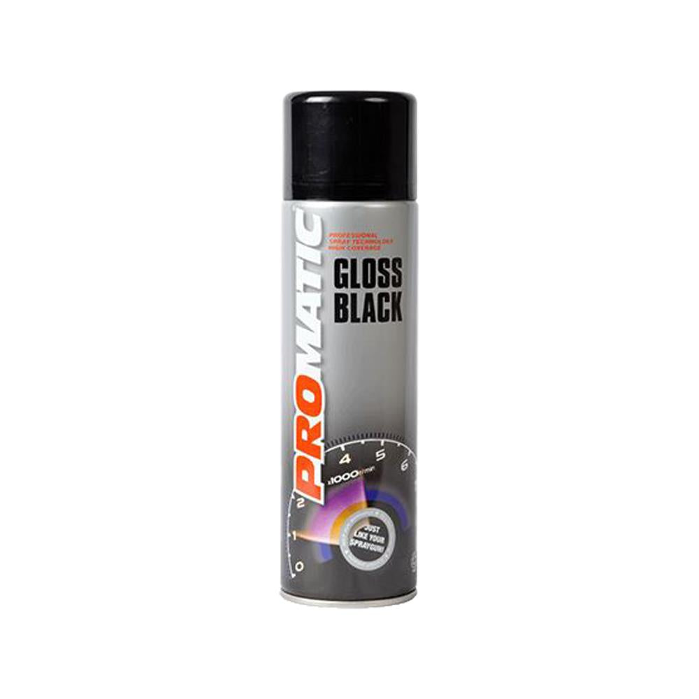 Promatic Gloss Black Spray Paint 500ml