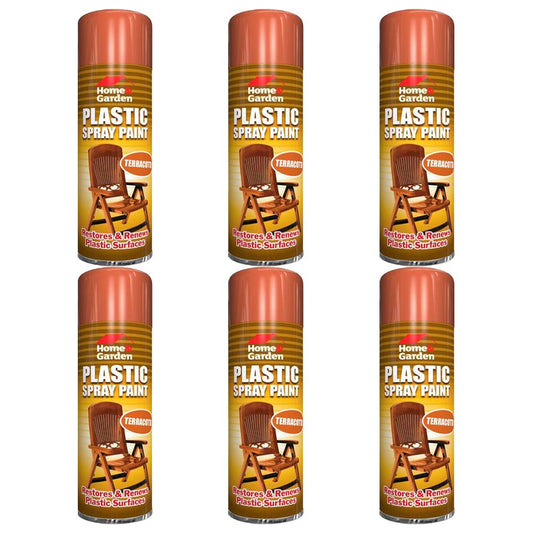 6X Home & Garden Plastic Spray Paint Terracotta 300ml