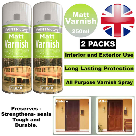 2X Clear Matt Varnish Spray 250ml