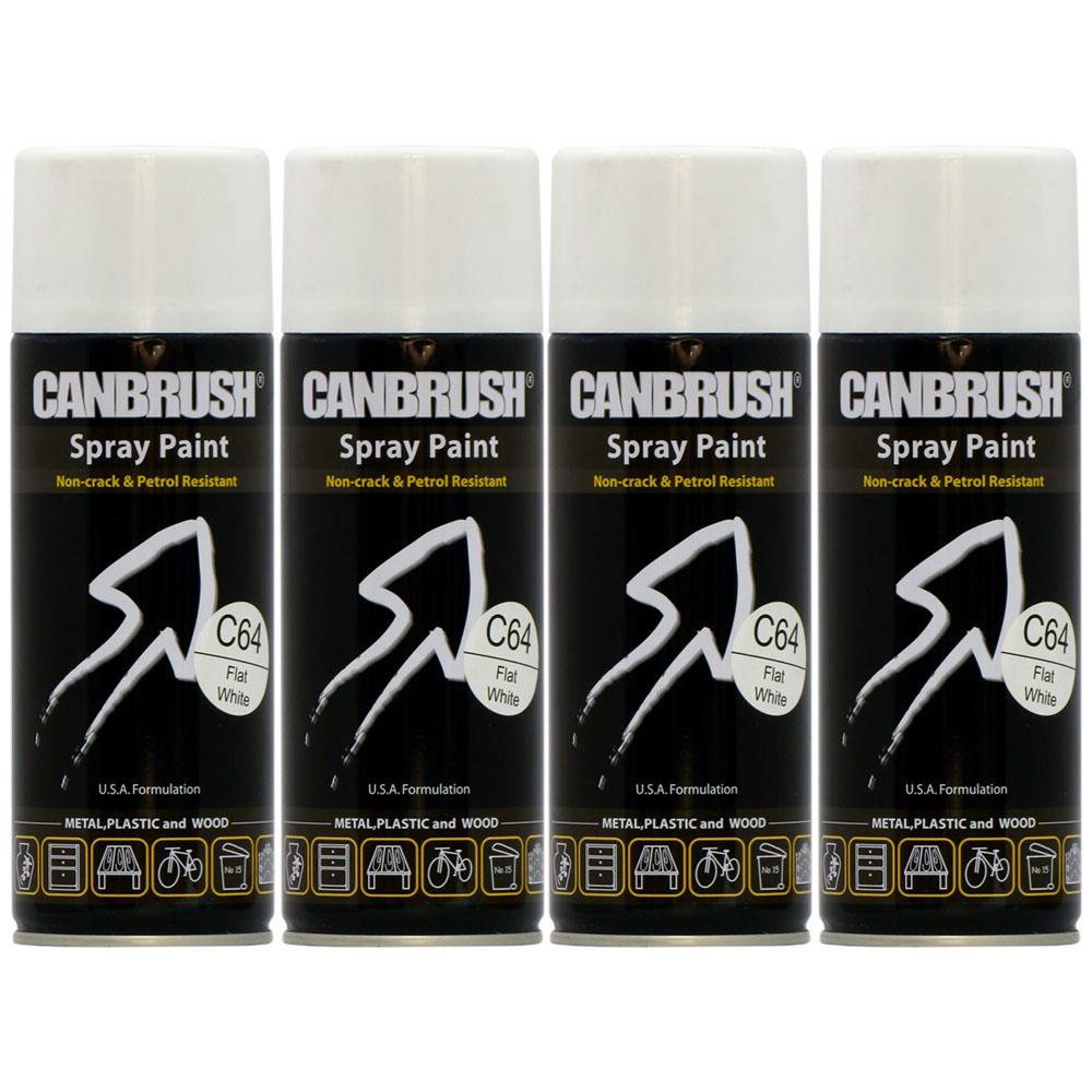 4X Canbrush C64 Flat White Spray Paint 400ml