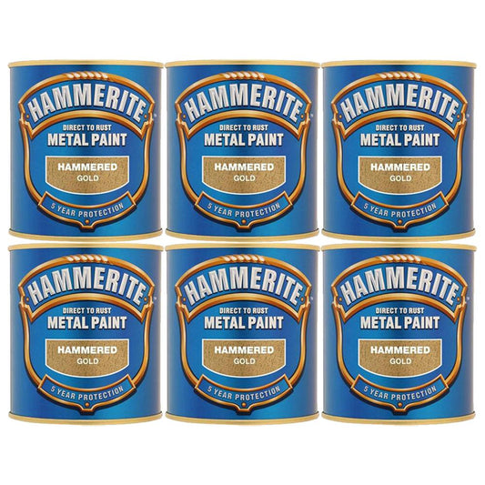 6X Hammerite Hammered Gold Paint 250ml