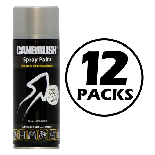 12X Canbrush C803 Silver Spray Paint 400ml