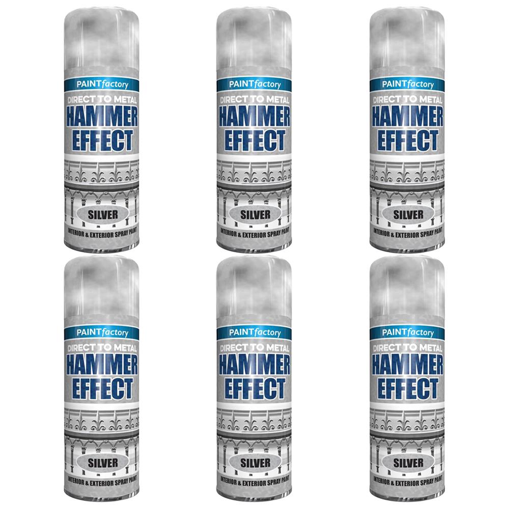 6X Paint Factory Silver Hammer Effect Paint 400ml